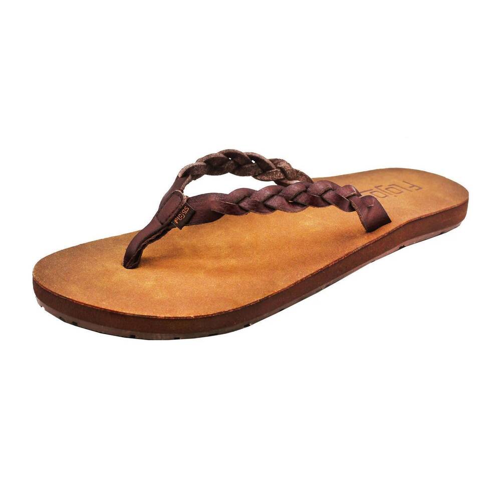 NEW FLOJOS women's navida braided flip flop sandal in brown/tan